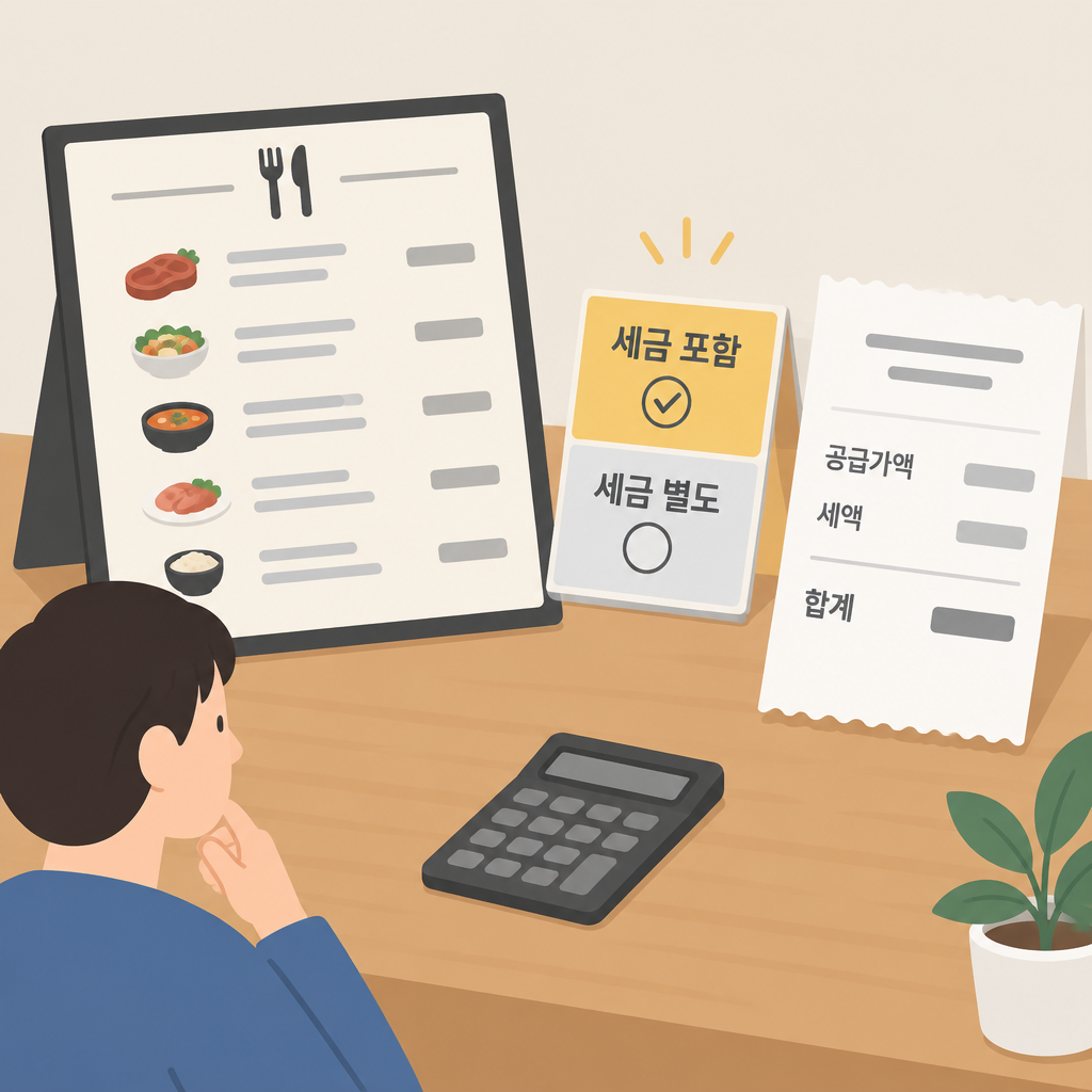 AI 생성 설명 이미지: 안산일동맛집 유니드정육식당 | 메뉴 가격에 부가가치세가 포함됐는지 확인하는 법